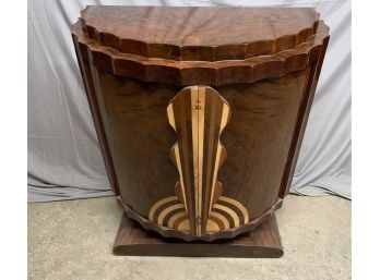 Half Round Art Deco Style 2 Door Cabinet With A Scalloped Edge