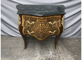 Marble Top Inlaid Two Drawer Bombay Style Chest