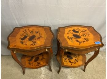 Pair Of Instrument Inlaid 1 Drawer Stands