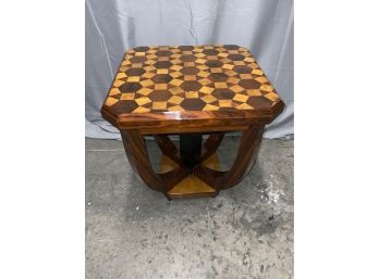 Art Deco Style Inlaid Geometric Pattern Side Table