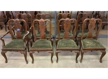 Set Of 8 Chippendale Dinning Room Chairs With Carved Backs