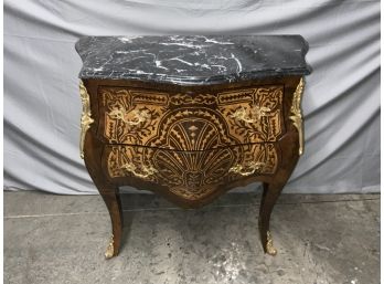 Marble Top Inlaid Two Drawer Bombay Style Chest