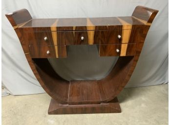 5 Drawer U-shaped Base Hall Table With An Art Deco Design
