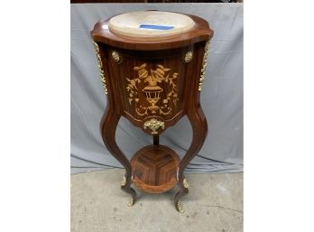 Inlaid Marble Top Pedestal With A Gold Ormolu