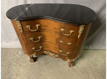 3 Drawer Kidney Shaped Marble Top Stand