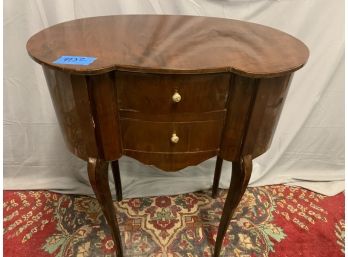 Burled Inlaid Side Table With Two Drawers