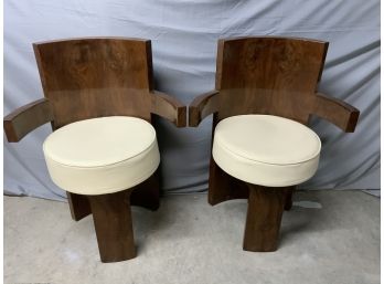 Pair Of Barrel Back Art Deco Style Accent Chairs