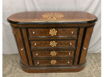 Inlaid Oval Inlaid Console Table With 4 Drawers Finished On All Sides