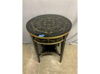 Black Round Center Table With Gold Details