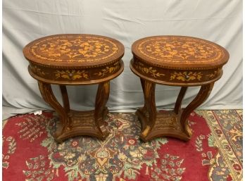 Pair Of Inlaid 1 Drawer Stands