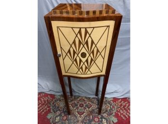 Tall 1 Door Cabinet With Inlaid Door And Drawers Inside