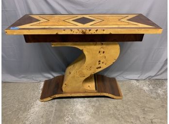 Burled Inlaid Hall Table With A S Base
