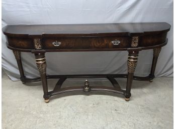 Long One Drawer Console/ Hall Table With A Dark Finish