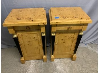 Pair Of Egyptian Revival Burled Side Tables