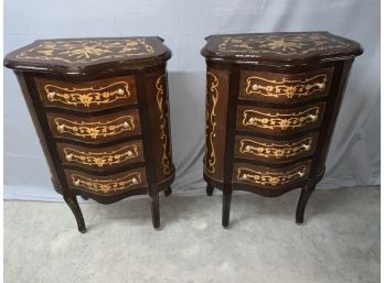 Pair Of Inlaid 4 Drawer Stands