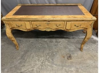 Burled Flat Top French Style Desk With Great Gold Ormolu