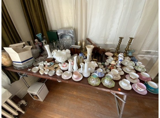 Large Table Lot Of Glassware And Porcelain