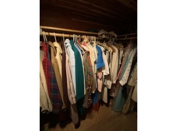 Contents Of Closet Containing Vintage Clothing, Shirts, Outerwear, Jackets, Dresses, Etc.