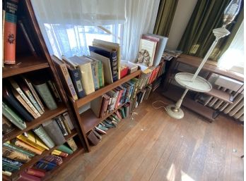 Large Book Collection Including The Book Shelves And A Tole Floor Lamp