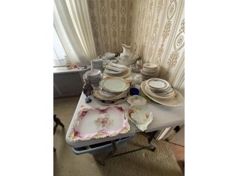Porcelain Lot Including Cups, Saucers, Plates, Tea Pots, Pitcher And Bowl And More
