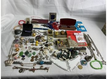 Assorted Costume Jewelry And Small Trinkets