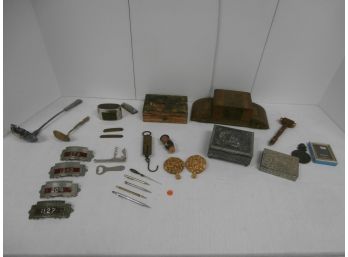 Collectibles Including Mechanical Pencils, Metal Railroad Tags Starter 279, Conductor 1340, Inspector 204, Etc
