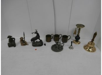 Assorted Lot Including A Cast Iron Pirate Sitting On A Treasure Trunk Doorstop, Etc.