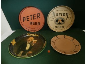 3 Vintage Advertising Beer Trays And A Playboy Club Plate Signed