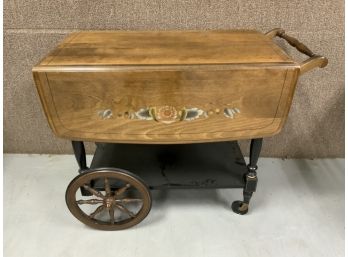 Stenciled Maple Tea Cart With Black Accents