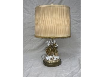 White And Gold Porcelain Figural Lamp