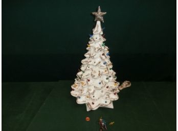Vintage Ceramic Christmas Tree With A Wind Up Music Box