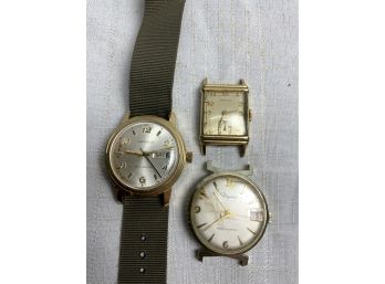 3 Vintage Men's Wrist Watches Including Hamilton And Ingraham