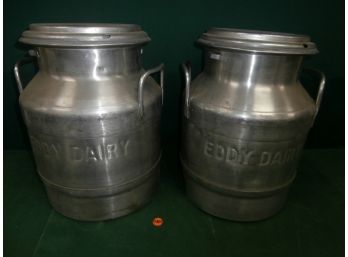 2 Eddy Dairy Newington Connecticut Containers Stainless Steel, 12 Qts, John Wood Co.