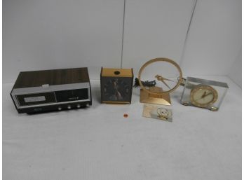 4 Vintage Clocks Including A Zenith, B And B Clock, Jefferson Golden Hour Clock And Telechron Clock