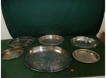 6 Oval Silver Plated Trays Rogers And Son, Etc.