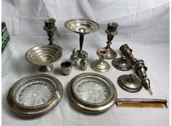 13 Piece Weighted Sterling Silver Lot With Compotes And Candlesticks