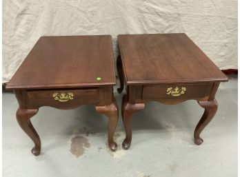 Pair Of Queen Ann Style Mahogany Side Tables