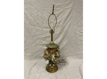 Cherub Figured Metal Painted Lamp, As Is