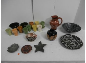 Pottery And Ceramic Lot Including Signed N.M. Figural Pottery, 1985 Signed Peeka Vase And More