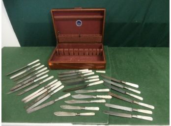 Knives With Sterling Bands And Mother Of Peal Handles, The Silverware Chest Is Included