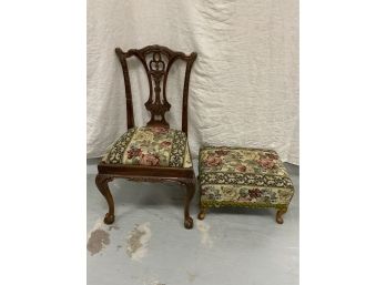 Reproduction Chippendale Side Chair With Ottoman