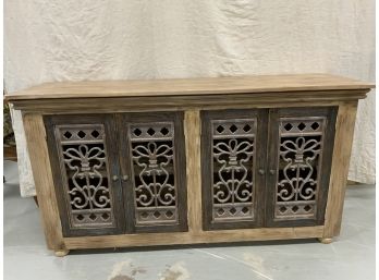White Wash Server With Iron Panel Accents
