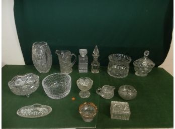 Crystal And Glassware Lot Including Vase, Pitcher, Decanters, Bowls And More