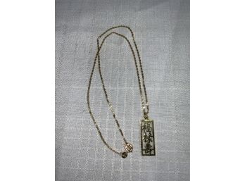 14k Oriental Pendant And Ornate Chain 4.8 Grams