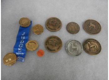 10 Kennel Club Medals Including 4 International Kennel Club Of Chicago Judge Medals For Years 1949, 53, 54