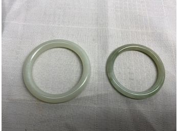 2 Polished Jade Bangle Bracelets