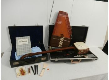 Muscial Instrument Lot Including An Appalachian Autoharp By Oscar Schmidt With Case Plus 1 Other