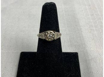 Antique Art Deco 10k Diamond Ring With Filigree Detail 1.7g