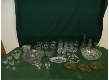 Large Crystal And Glassware Lot Including A Large English Crystal Bowl, Unsigned Stems, Etc