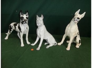 3 Large Dog Figures Including A Signed Ceramiche Ronzan Made In Italy And 2 Seated Dogs